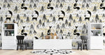 Papier peint mural Forêt de Pins et Renards Noirs - Vignette | Mr Papier Peint