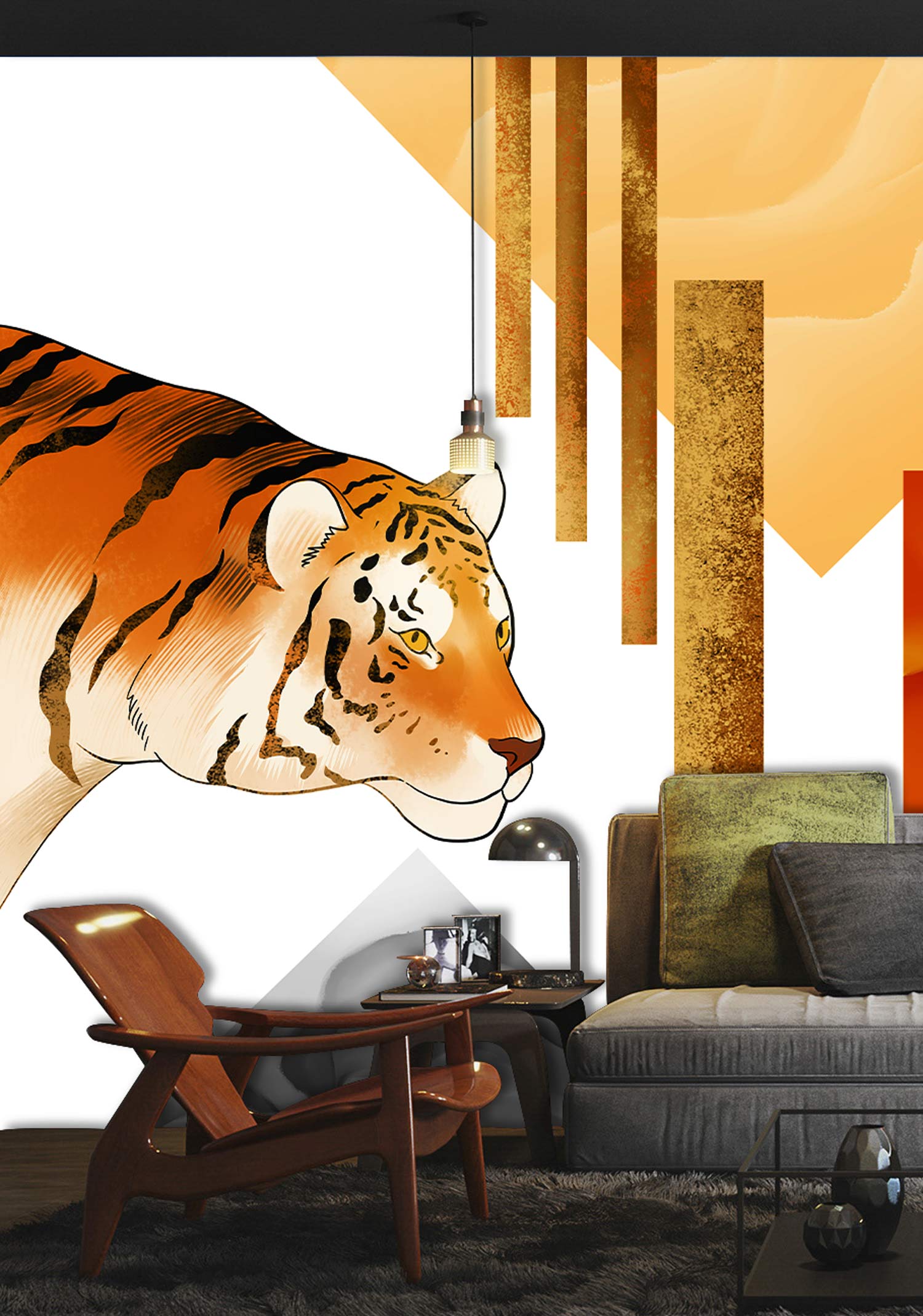 Papier peint mural représentant un tigre - Le meilleur Papier peint panoramique Sur mesure