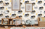 Mural Rêve d’Ours Nuages et Étoiles Papier Peint Mural Enfant - Vignette | Mr Papier Peint