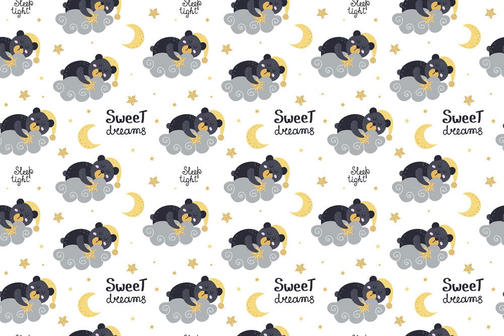 Seamless pattern de ours endormis sur des nuages pour le papier peint mural Rêve d’Ours