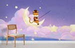 Papier peint mural rêve violet Tigre pêcheur sous ciel étoilé fantaisie - Vignette | Mr Papier Peint