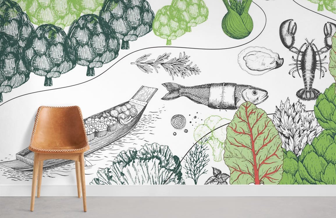 Papier peint mural Rivière Poisson - Le meilleur Papier peint panoramique Sur mesure