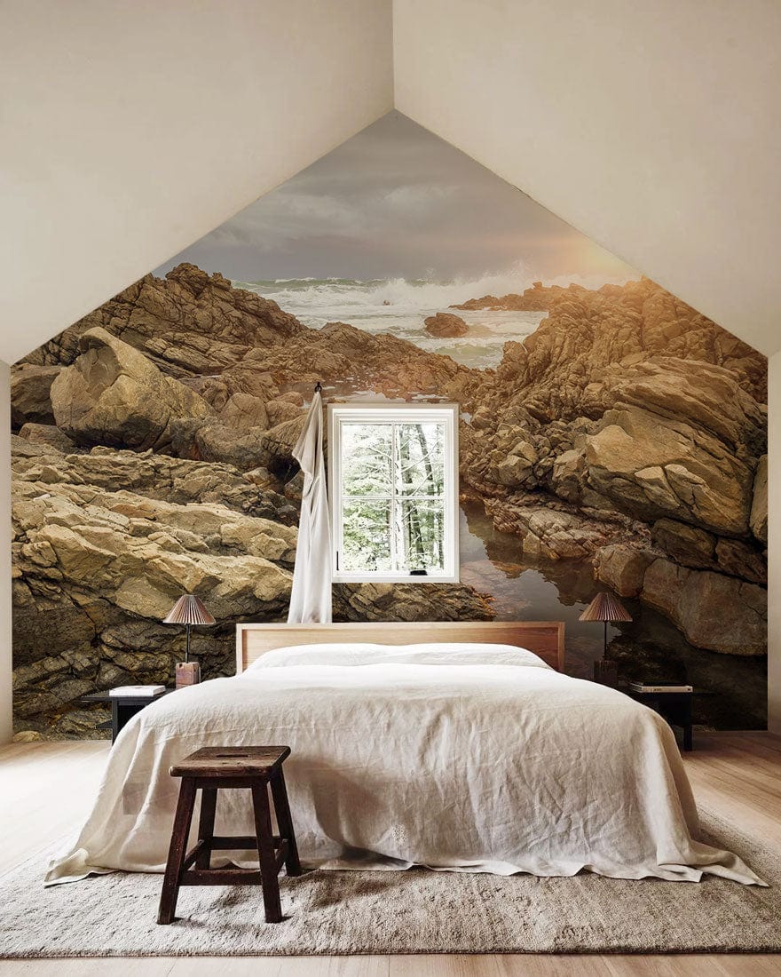 Peint mural Rocher près de l’océan dans une chambre avec mural panoramique côtier