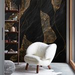 Peint mural rocheux noir et doré une œuvre d’art spectaculaire - Vignette | Mr Papier Peint