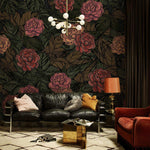 Décoration murale jardin nocturne en papier peint mural rose - Vignette | Mr Papier Peint