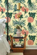Élégance florale en papier peint mural roses et campanules - Vignette | Mr Papier Peint