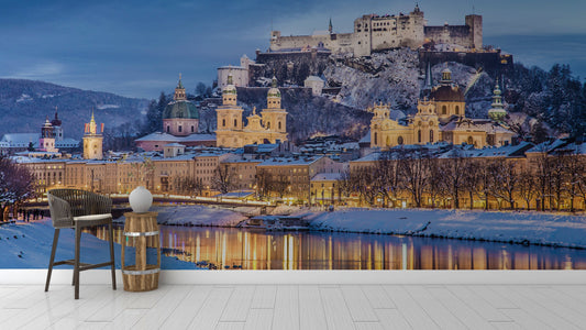 Papier peint mural « Salzbourg en hiver » - Le meilleur Papier peint panoramique Sur mesure