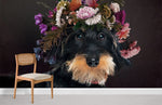 Papier peint mural Schnauzer avec des fleurs - Vignette | Mr Papier Peint