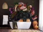 Papier peint mural Schnauzer avec des fleurs - Vignette | Mr Papier Peint