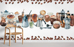 Papier peint mural Café en Aquarelle Éveil des Sens et Grains Bruns - Vignette | Mr Papier Peint