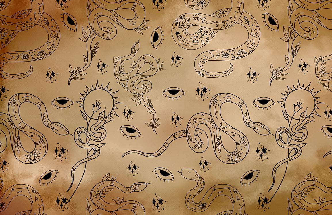 Papier Peint Mural Serpents et Yeux - Le meilleur Papier peint panoramique Sur mesure