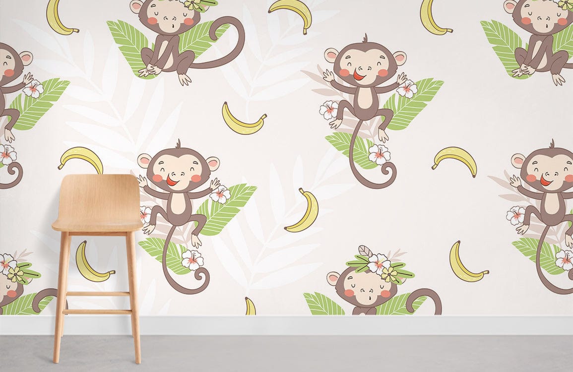 Papier Peint Mural Singe & Banane - Le meilleur Papier peint panoramique Sur mesure