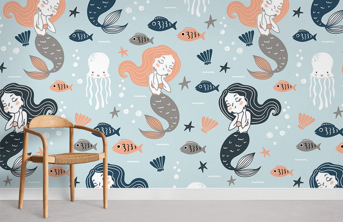 Papier peint mural Sirènes et Poissons - Le meilleur Papier peint panoramique Sur mesure