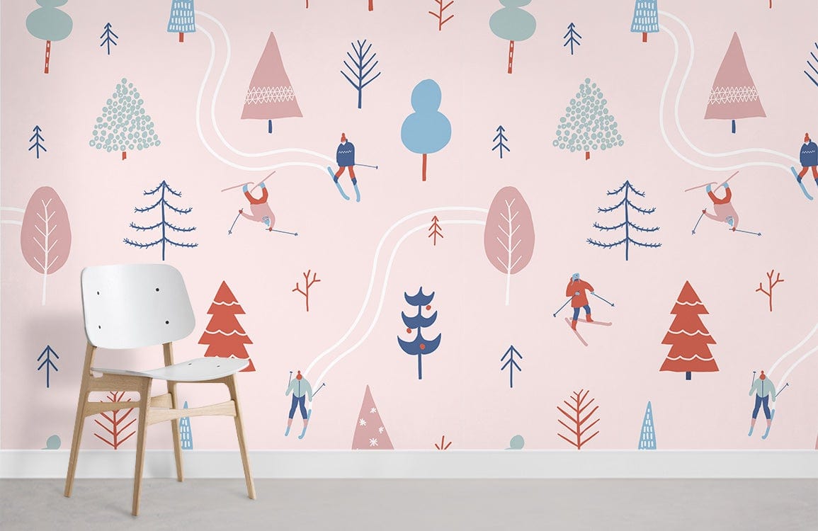 Papier peint mural ski d’hiver - Le meilleur Papier peint panoramique Sur mesure