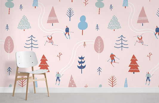 Papier peint mural ski d’hiver - Le meilleur Papier peint panoramique Sur mesure
