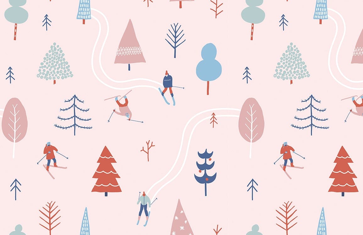 Papier peint mural ski d’hiver - Le meilleur Papier peint panoramique Sur mesure
