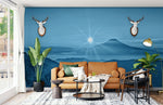 Papier Peint Mural Soleil Brillant & Collines Brumeuses - Vignette | Mr Papier Peint