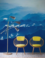 Papier peint mural sommets des montagnes bleu foncé - Vignette | Mr Papier Peint