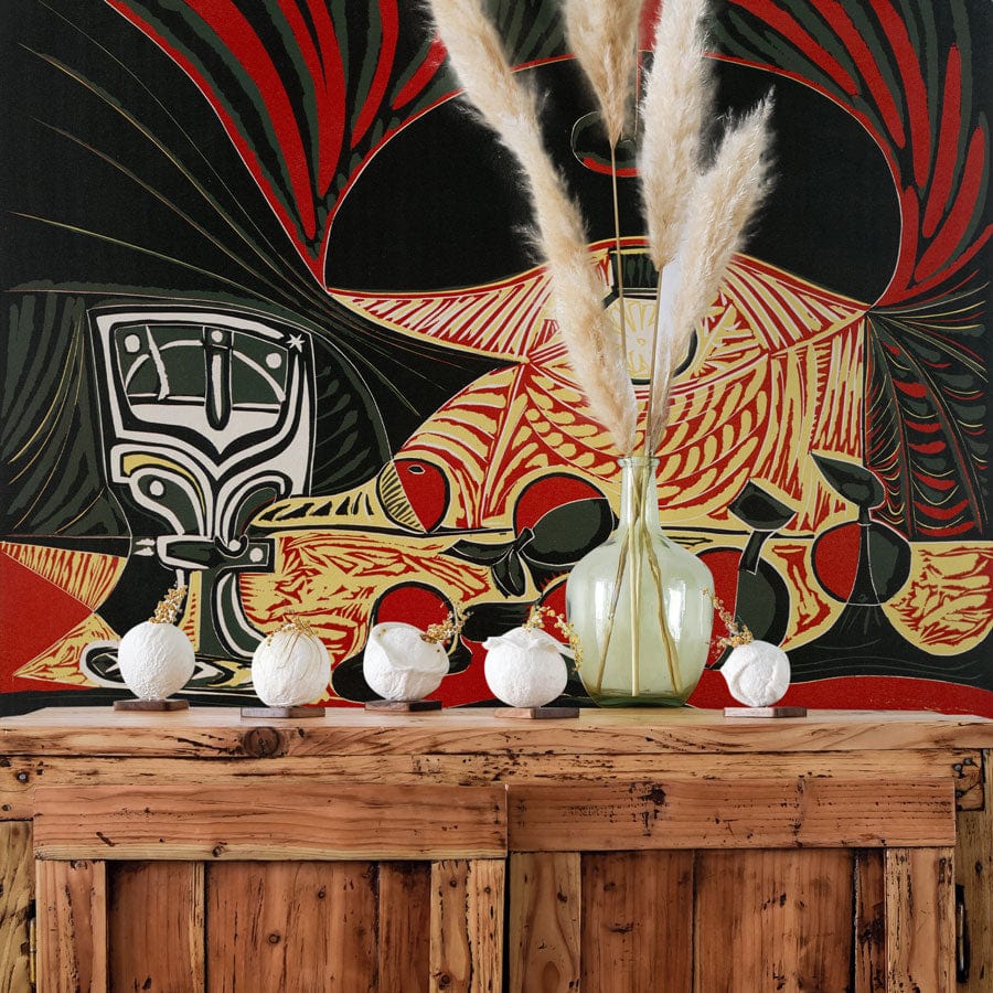 Papier peint mural abstrait noir et rouge, peinture moderne pour décoration intérieure