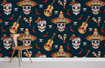 Peinture murale Squelette et Guitare en papier peint panoramique - Vignette | Mr Papier Peint