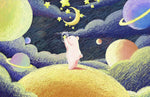 Ours Rose sur Planète Jaune Papier Peint Mural Star Fetcher - Vignette | Mr Papier Peint