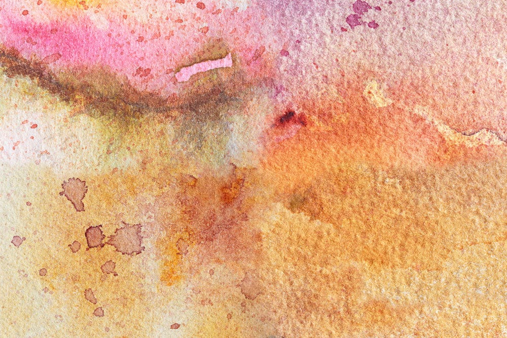 Papier peint mural tache d’encre aquarelle avec peinture abstraite rose orange jaune
