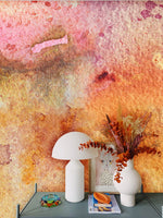 Papier peint mural Tache d’encre aquarelle rose orange et brun - Vignette | Mr Papier Peint