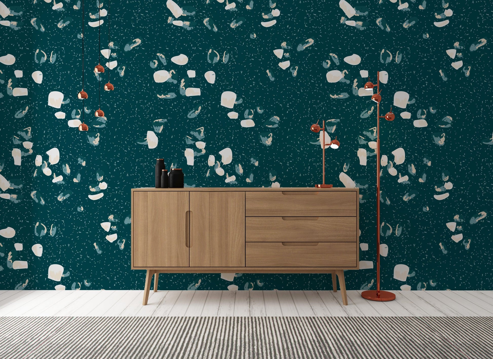 Papier peint mural terrazzo bleu verdâtre - Le meilleur Papier peint panoramique Sur mesure