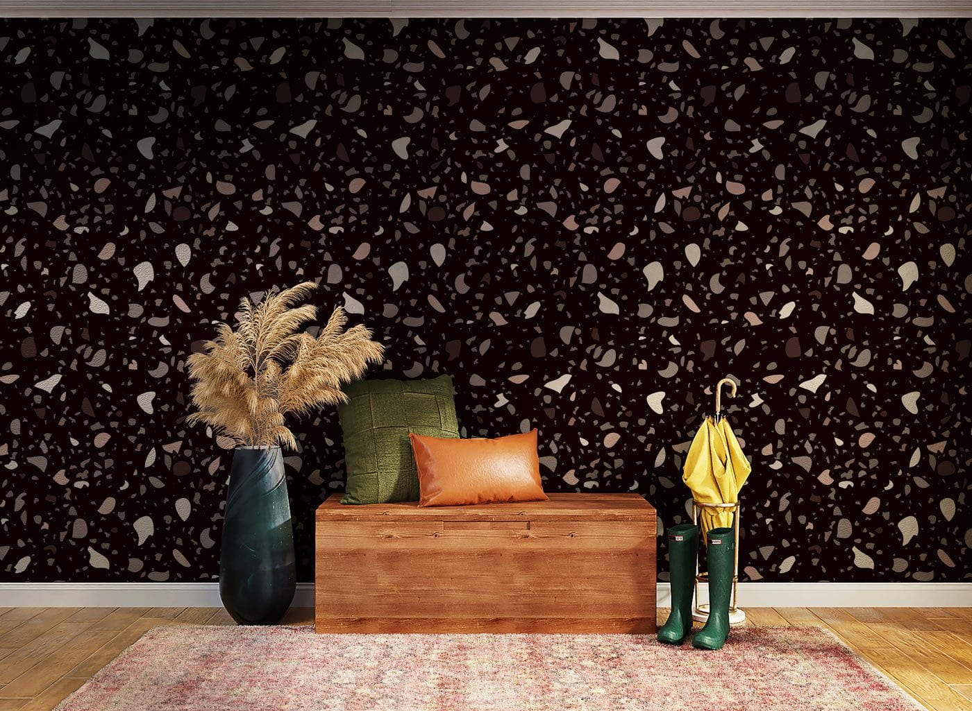 Papier peint mural terrazzo marron foncé - Le meilleur Papier peint panoramique Sur mesure