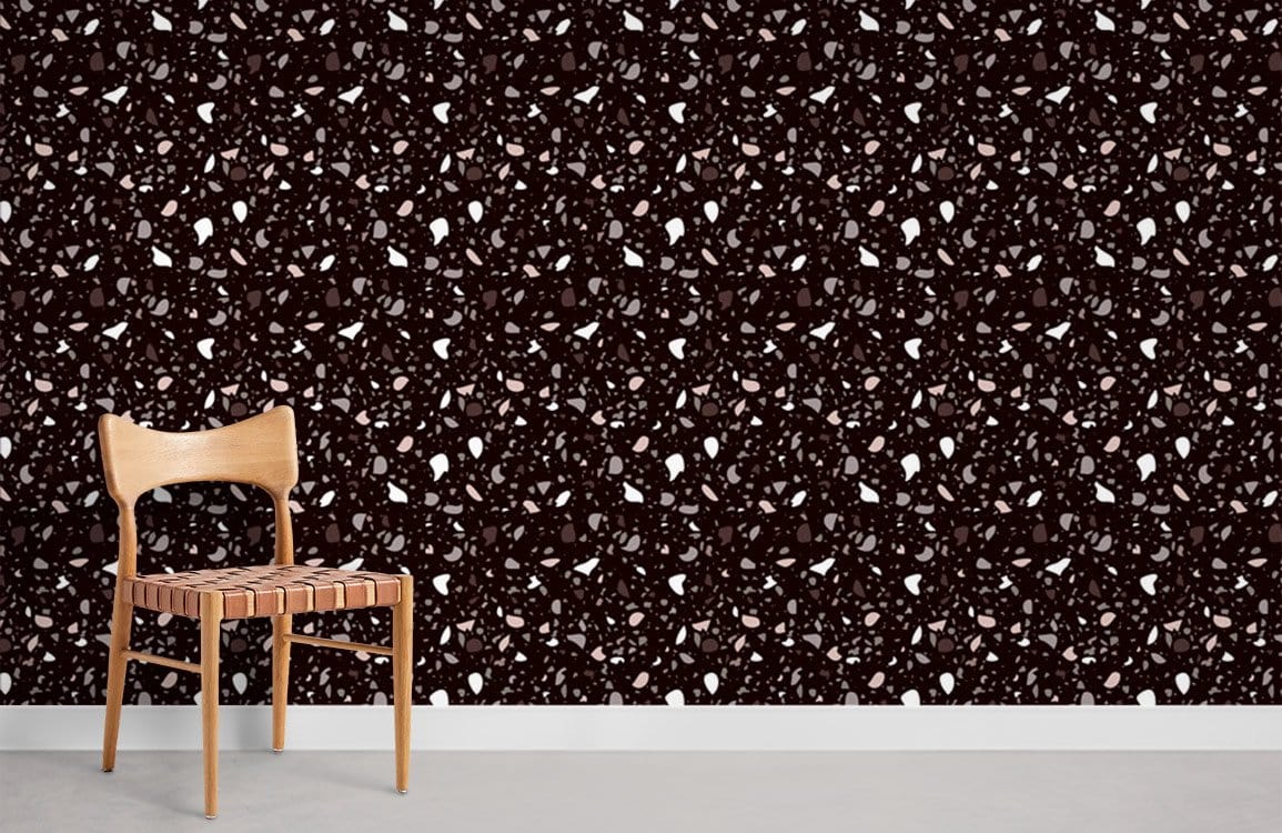 Papier peint mural terrazzo marron foncé - Le meilleur Papier peint panoramique Sur mesure