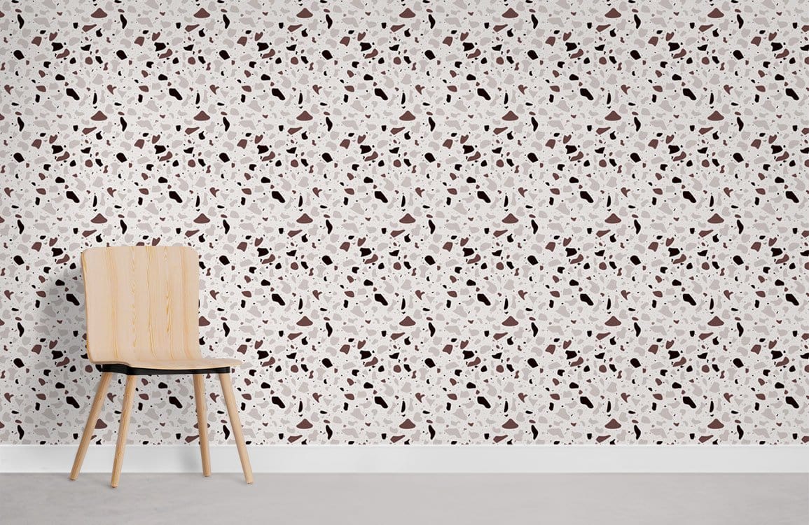 Papier peint mural Terrazzo Marron & Noir - Le meilleur Papier peint panoramique Sur mesure