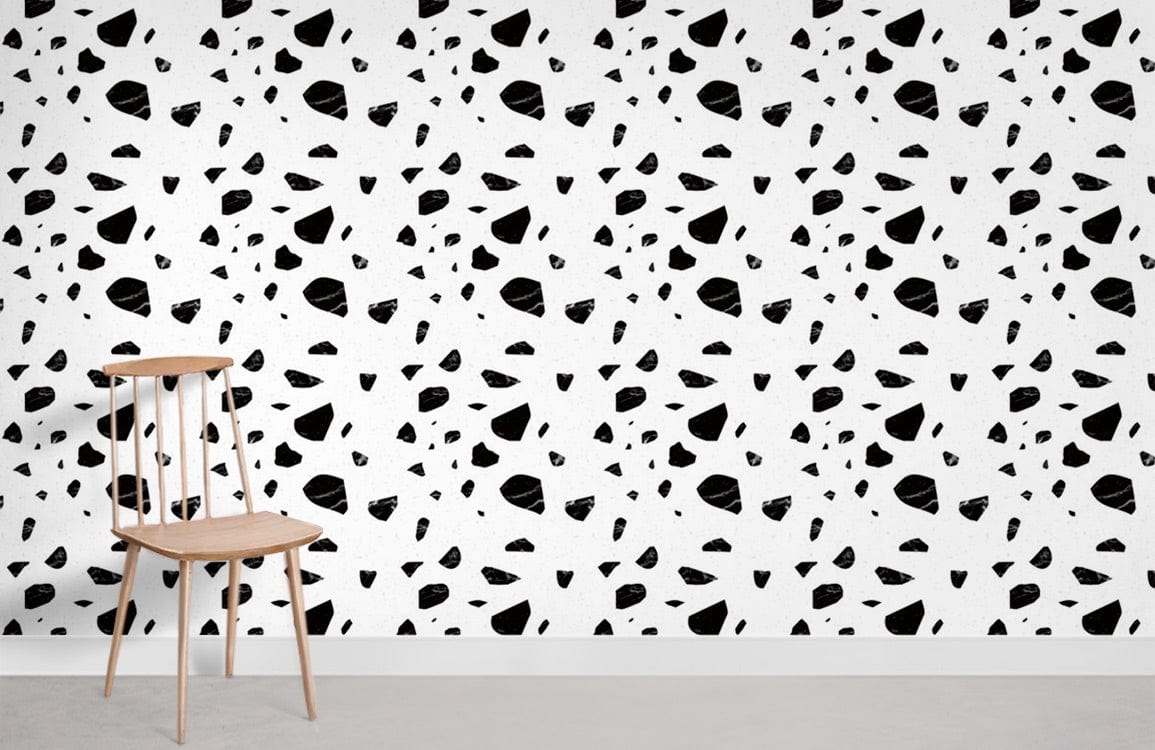 Papier peint mural Terrazzo noir et blanc - Le meilleur Papier peint panoramique Sur mesure