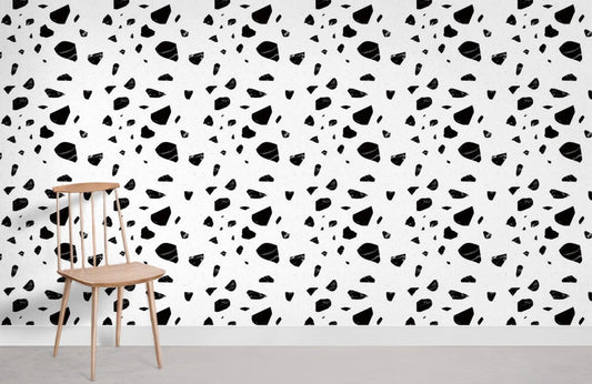 Papier peint mural Terrazzo noir et blanc - Le meilleur Papier peint panoramique Sur mesure