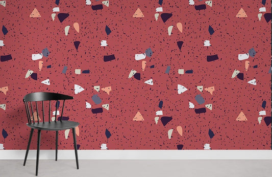 Papier peint mural Terrazzo Rouge Foncé - Le meilleur Papier peint panoramique Sur mesure