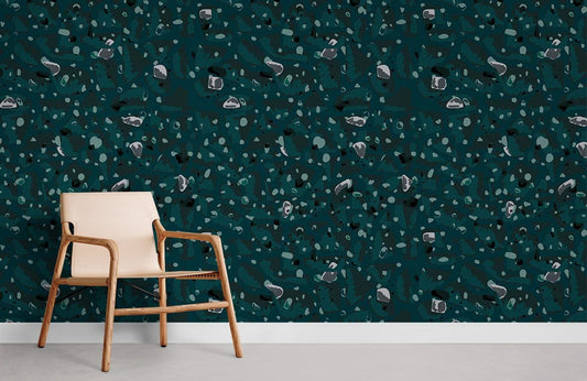 Papier peint mural terrazzo vert foncé - Le meilleur Papier peint panoramique Sur mesure