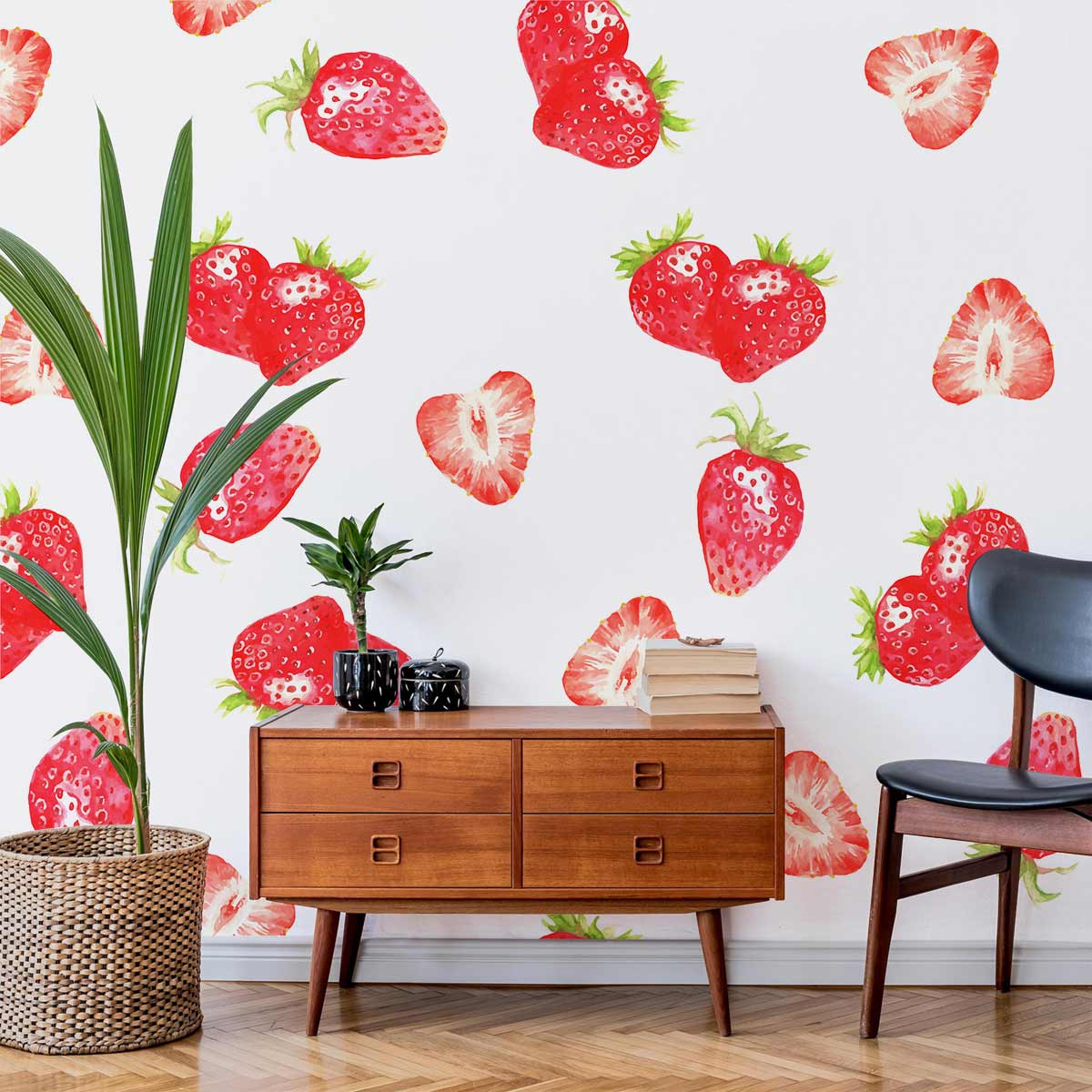 Papier peint mural Tranche de Fraise - Le meilleur Papier peint panoramique Sur mesure