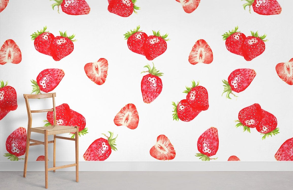 Papier peint mural Tranche de Fraise - Le meilleur Papier peint panoramique Sur mesure