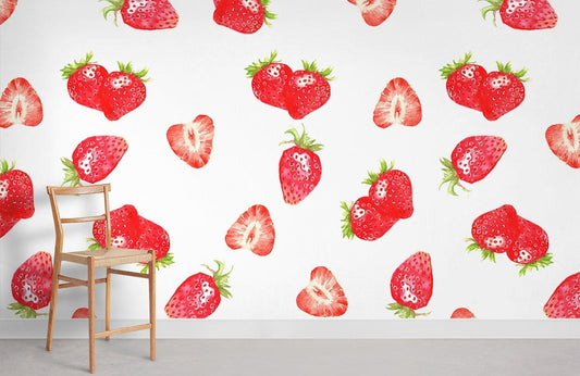 Papier peint mural Tranche de Fraise - Le meilleur Papier peint panoramique Sur mesure
