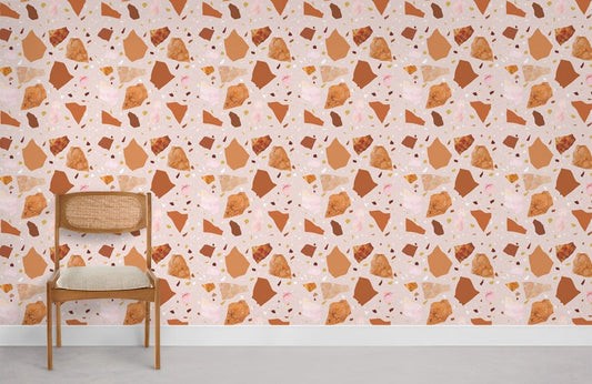 Papier Peint Mural Tranche de Terrazzo Orange - Le meilleur Papier peint panoramique Sur mesure