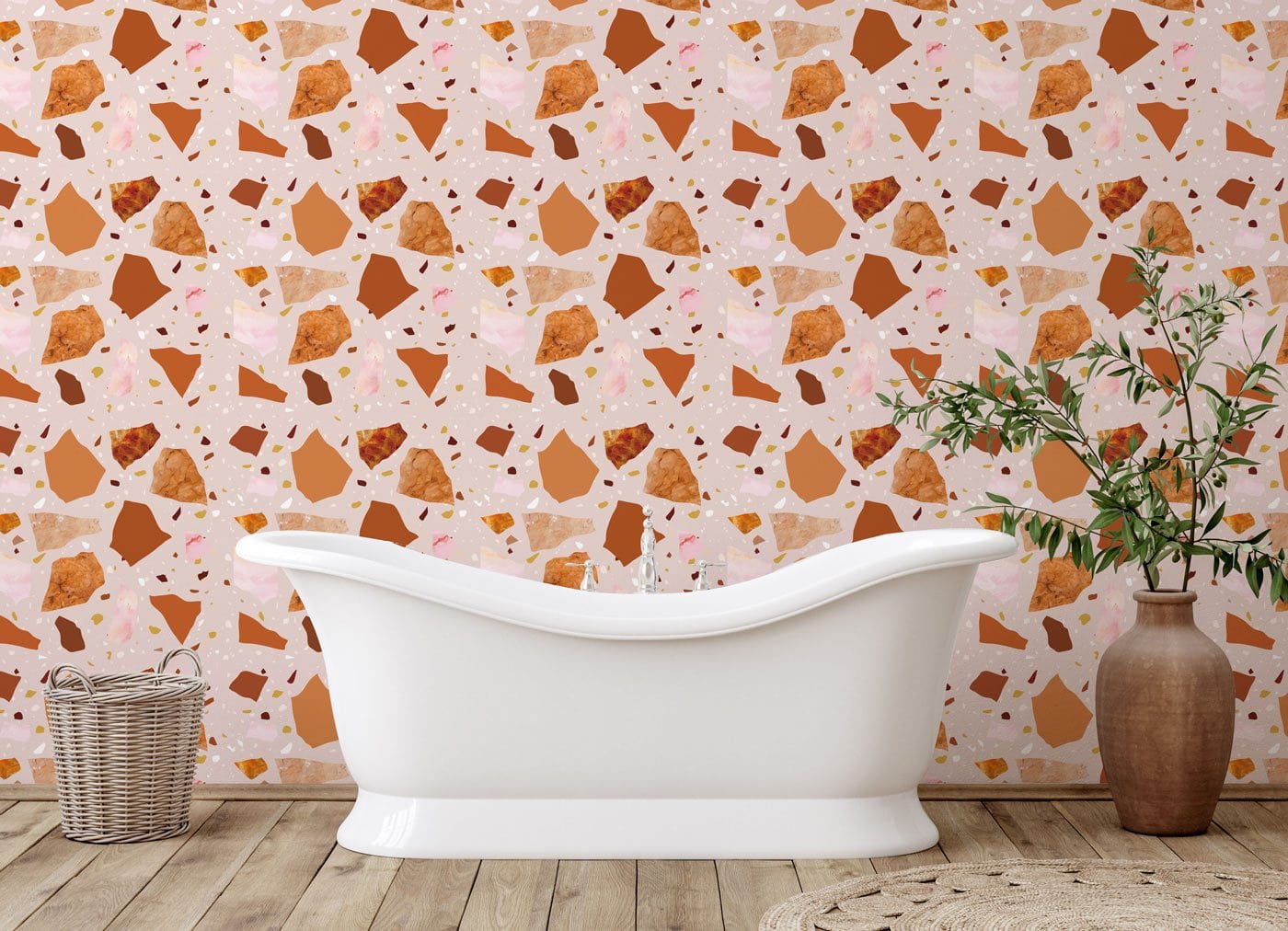Papier Peint Mural Tranche de Terrazzo Orange - Le meilleur Papier peint panoramique Sur mesure