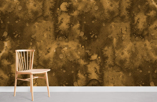 Chaise de salle à manger en bois Windsor avec papier peint mural vie dorée
