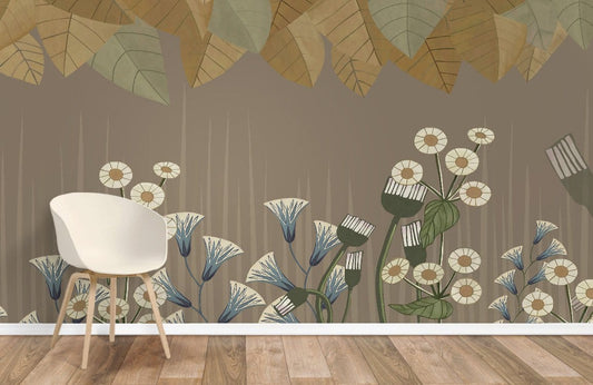 Papier peint mural vintage à motif de belles-de-jour - Le meilleur Papier peint panoramique Sur mesure