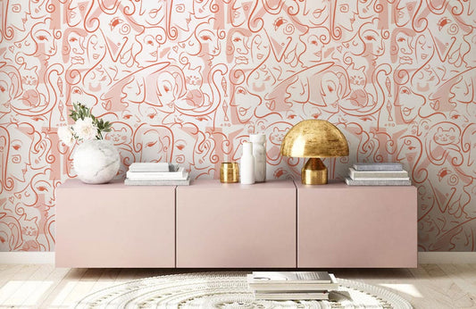 Media console flottante rose pour le papier peint mural Visages Roses et peint mural visages