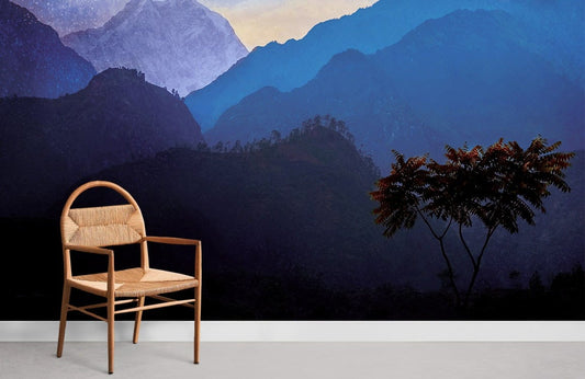 Papier peint mural Vue Montagne Violette - Le meilleur Papier peint panoramique Sur mesure