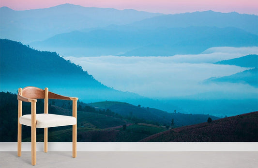 Papier peint mural Vue sur la Montagne Bleue - Le meilleur Papier peint panoramique Sur mesure