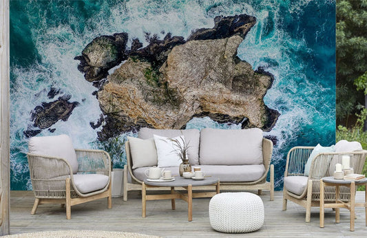 Mobilier d’extérieur avec papier peint mural Vue sur les rochers pour décoration extérieure