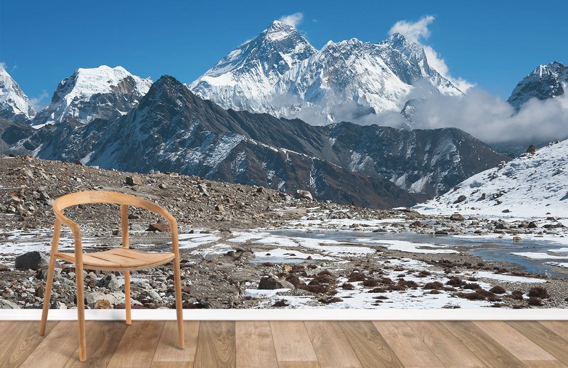 Papier peint Pied de la montagne enneigée - Le meilleur Papier peint panoramique Sur mesure