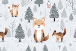 Papier peint renard mignon pour une chambre enfant esprit hiver - Vignette | Mr Papier Peint