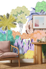 Papier Peint représentant une forêt tropicale colorée. - Vignette | Mr Papier Peint