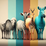 Papier Peint Safari Coloré - Animaux Multicolores - Vignette | Mr Papier Peint